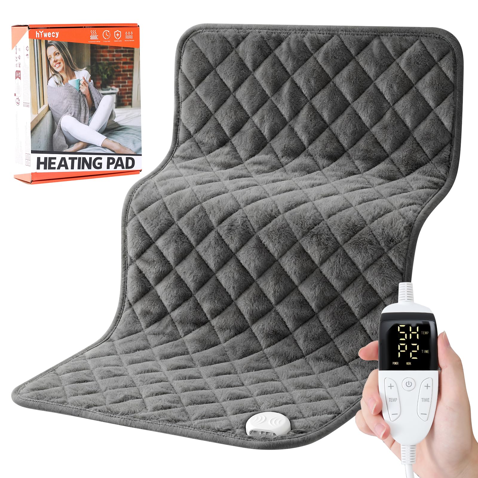 Extra Large Heating Pad for Back,32"x20" Electric Heating Pad for Neck,Shoulder,Legs,Knees and Other Body Parts Pain Relief,6 Heat Settings&10 Auto-Off Timers,Machine Washable,Gifts for Lover
