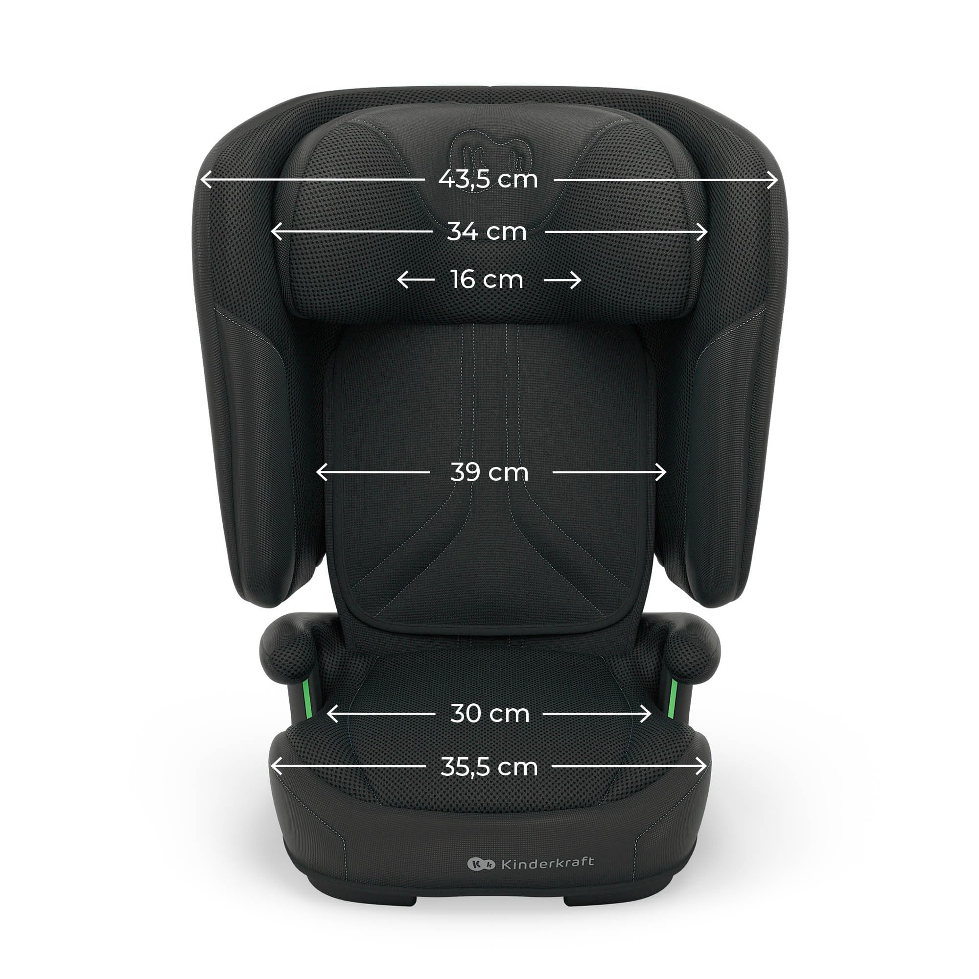 Kinderkraft UNITY 2, Fotelik 100–150 cm dla dzieci 3,5–12 lat, 5-stopniowa regulacja oparcia, Składany, ISOFIX, systemy SPS+ i H-GUARD, Tapicerka AIR FLOW, Łatwe czyszczenie, Czarny