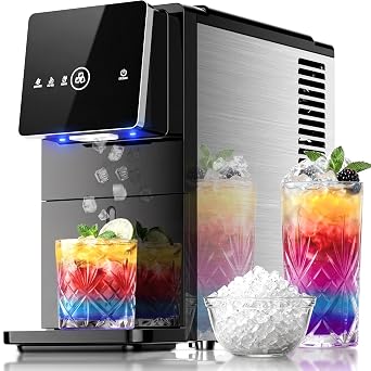 AGLUCKY Nugget Ice Maker Countertop with One-Touch Dispensing | 35 lbs/day, no scoop needed, soft chewable pebble texture, self-cleaning cycle, removable 1.8L water tank for Home & Kitchen