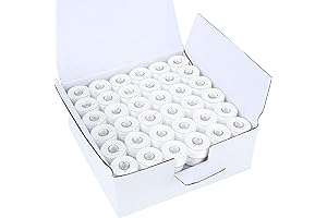 Brothread Prewound Bobbin Thread for Embroidery and Sewing Machines in White 60S/2 (90WT)