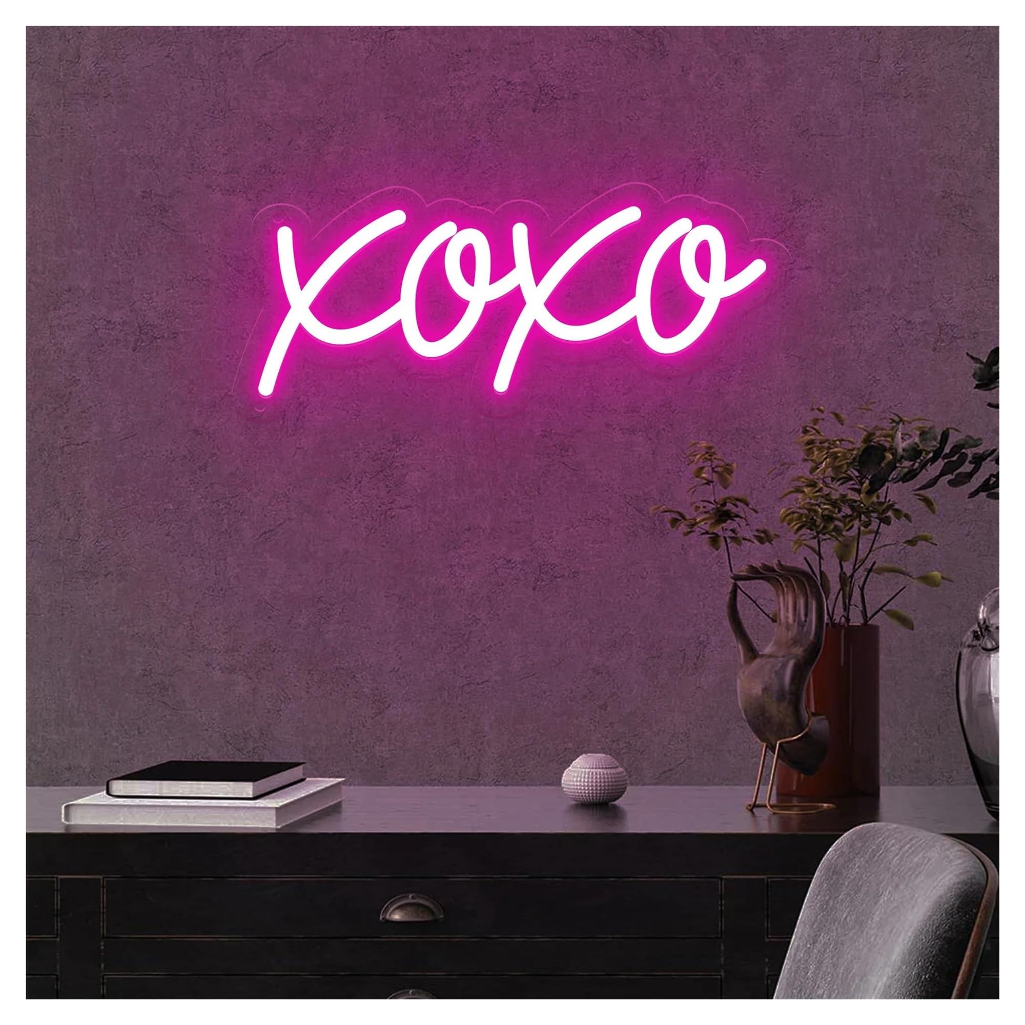 Wiszące neony artystyczne Neon XOXO Pocałunek Uścisk Light Na Wesele Pary Propozycja Zaręczyny Walentynki Dekoracje Ścienne Do Pokoju Możliwość Przyciemniania Lampa 13.78inx6.3in