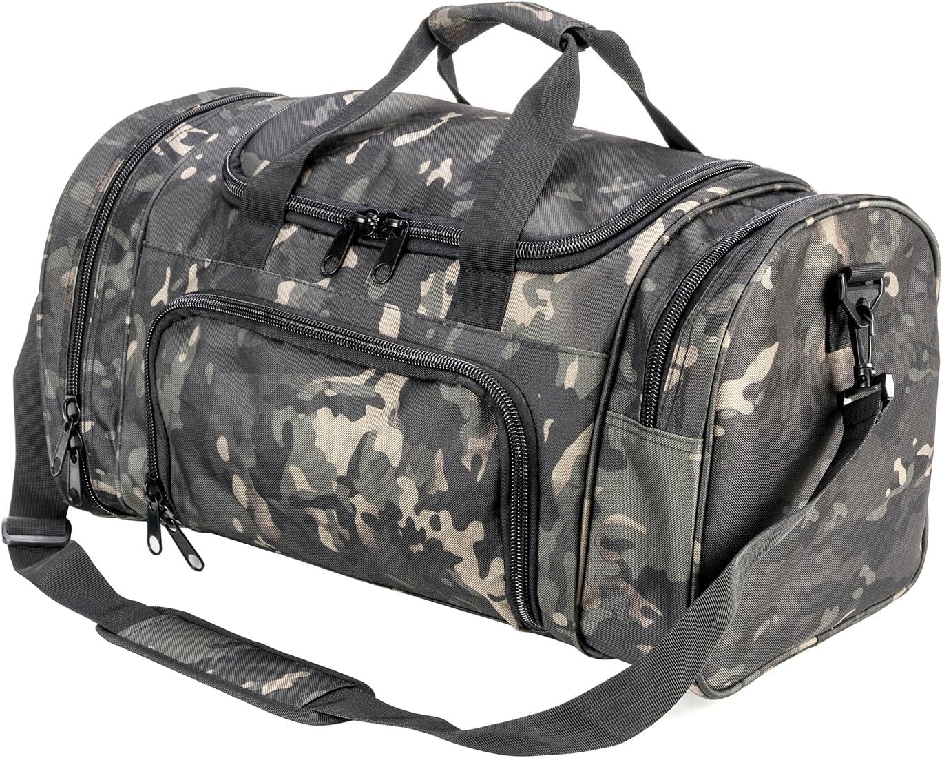 HYKINGTactical Travel Duffle Bag with Shoes Compartment Weekender Bags Carry On Overnight Bag For Men and Women Gym Sports Tote Pocket, BlackCamo