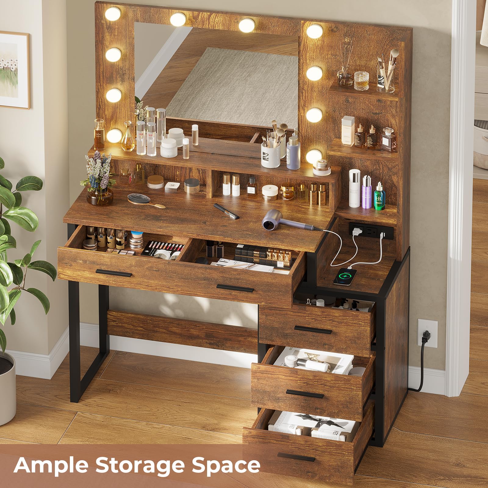 美品　木製　ヴィンテージ　鏡台　化粧台　棚　当時物　懐かしい形　しっかりとした作 昭和レトロ 箱鏡 鏡台 化粧箱 ミラーボックス/Japanese Retro