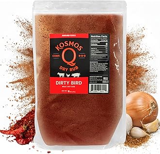 Kosmos Q Dirty Bird BBQ Dry Rub, Sweet and Spicy Seasoning with Brown Sugar, Red Pepper, Garlic & Paprika For Chicken, Chicken Wings, Turkey, Ribs, Pork, Dry Rub For Smoking & Grilling Meat, 16 Oz Bag