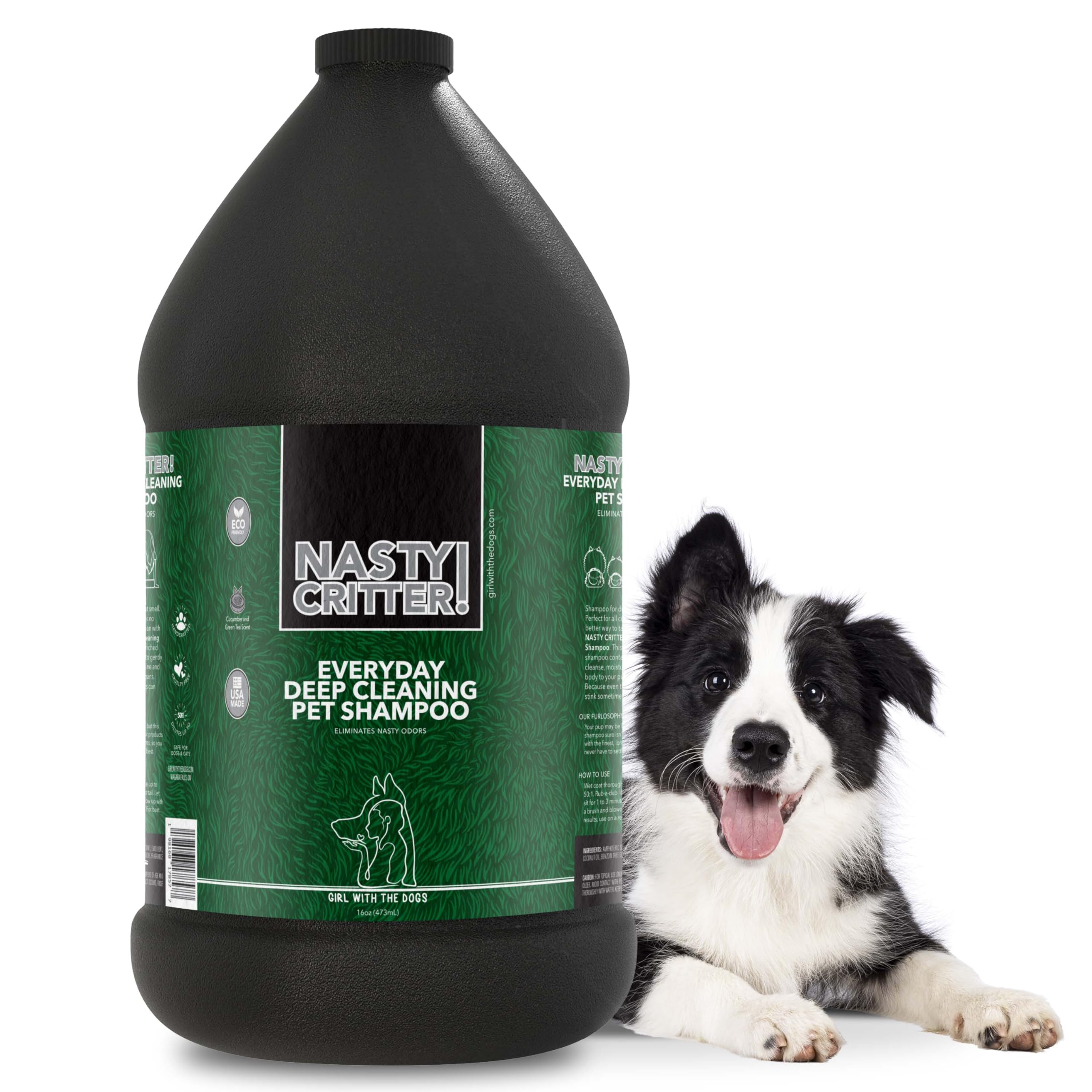 Nasty Critter! by Girl With The Dogs - Made in USA - Everyday Deep Cleaning Dog Shampoo for 8 Weeks and Up, 1 Gal