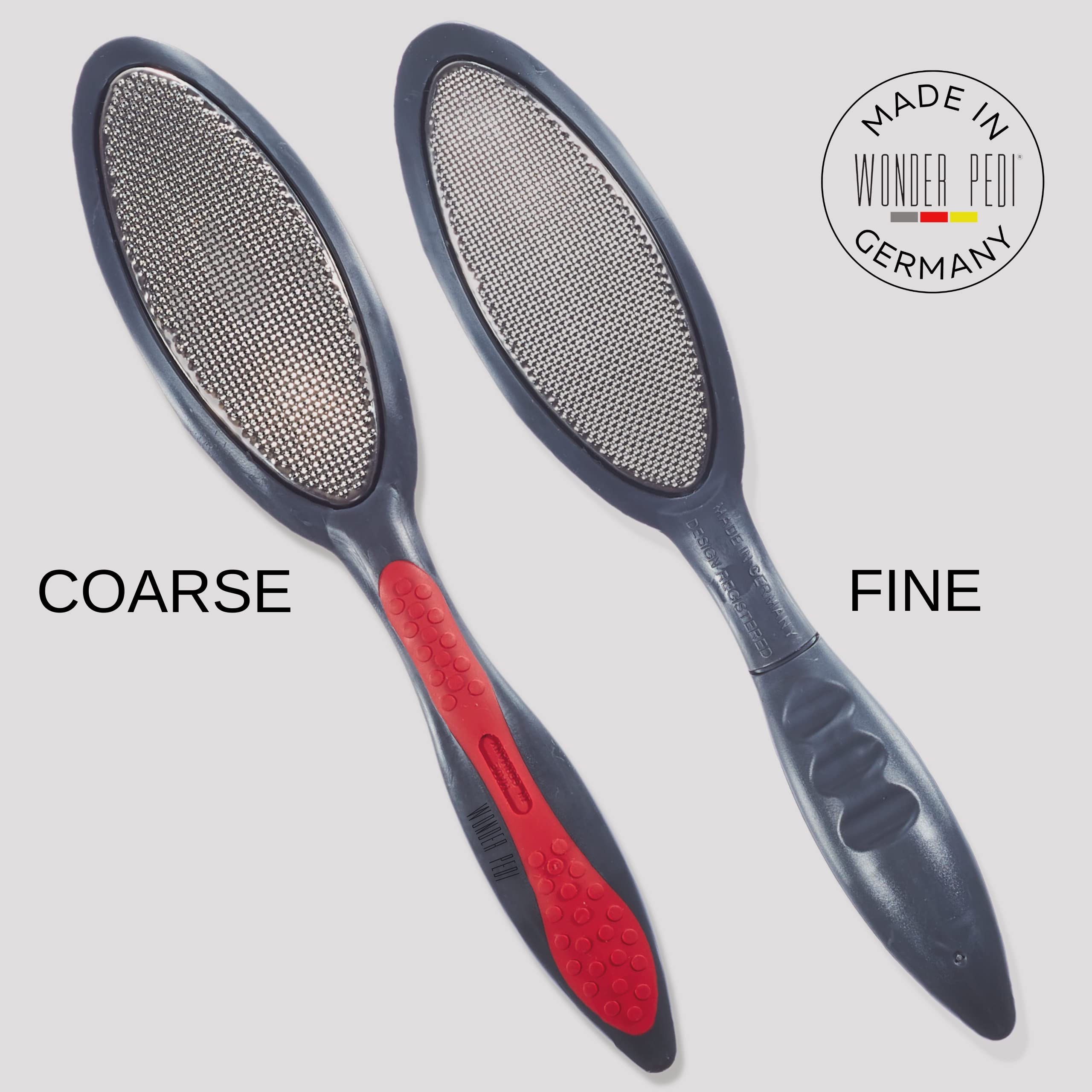 Doppelseitige Fußfeile - Made in Germany Fußschrubber und Fußweichmacher Hornhautentferner Spay