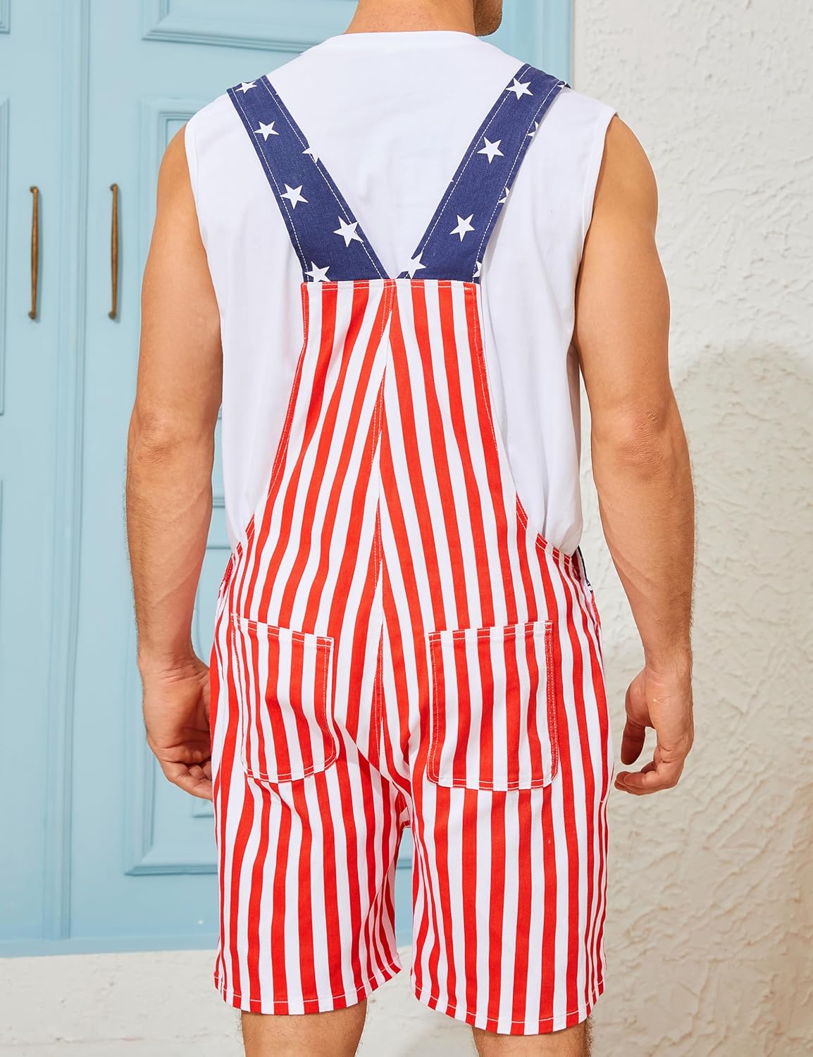 Overalls for Men Bib Coveralls Shorts Romper Printed Jumpsuits Festival Outfits - Image 2