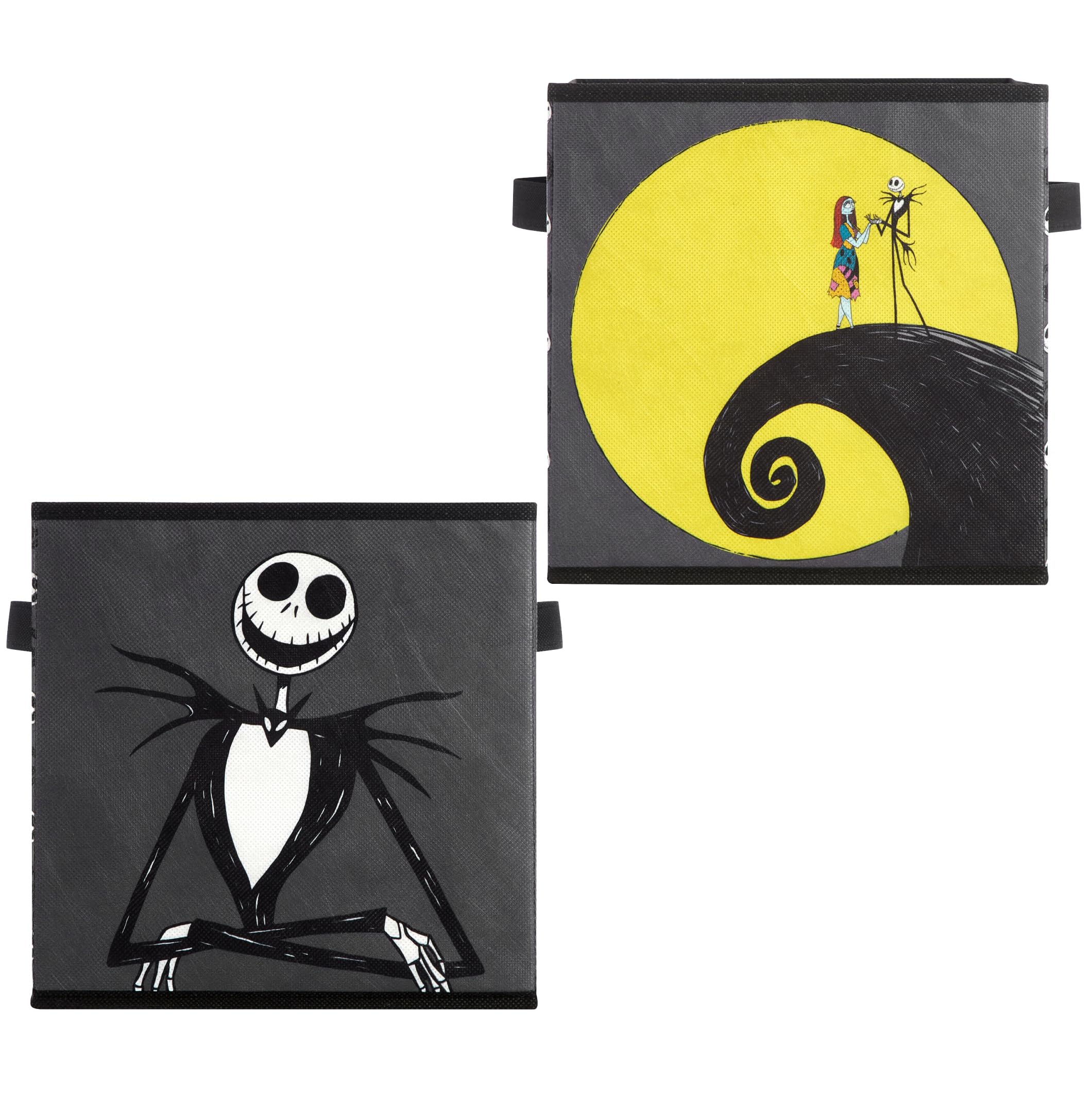 Idea Nuova Nightmare Before Christmas Jack and Sally Set of 2 Durable Storage Cubes with Handles, 10"x10"x10" Cubes