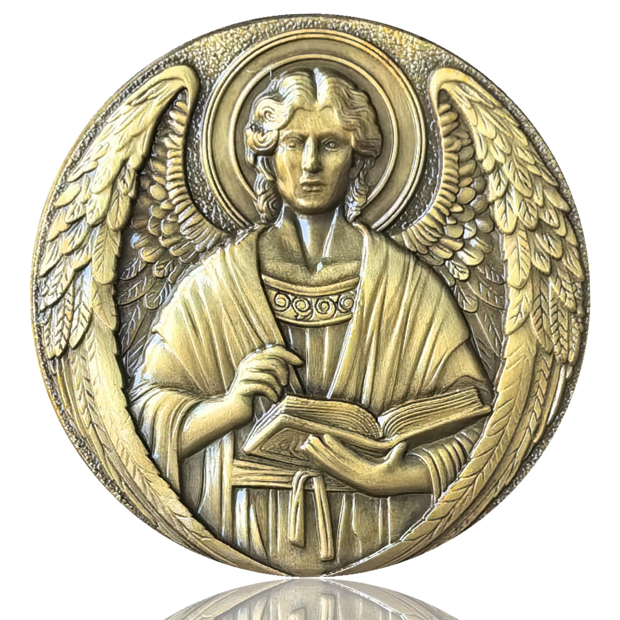 LZWIN Archangel Uriel Challenge Coin - 1.57 Inch Zinc Alloy Inspirational Token for Guidance, Wisdom, and Courage