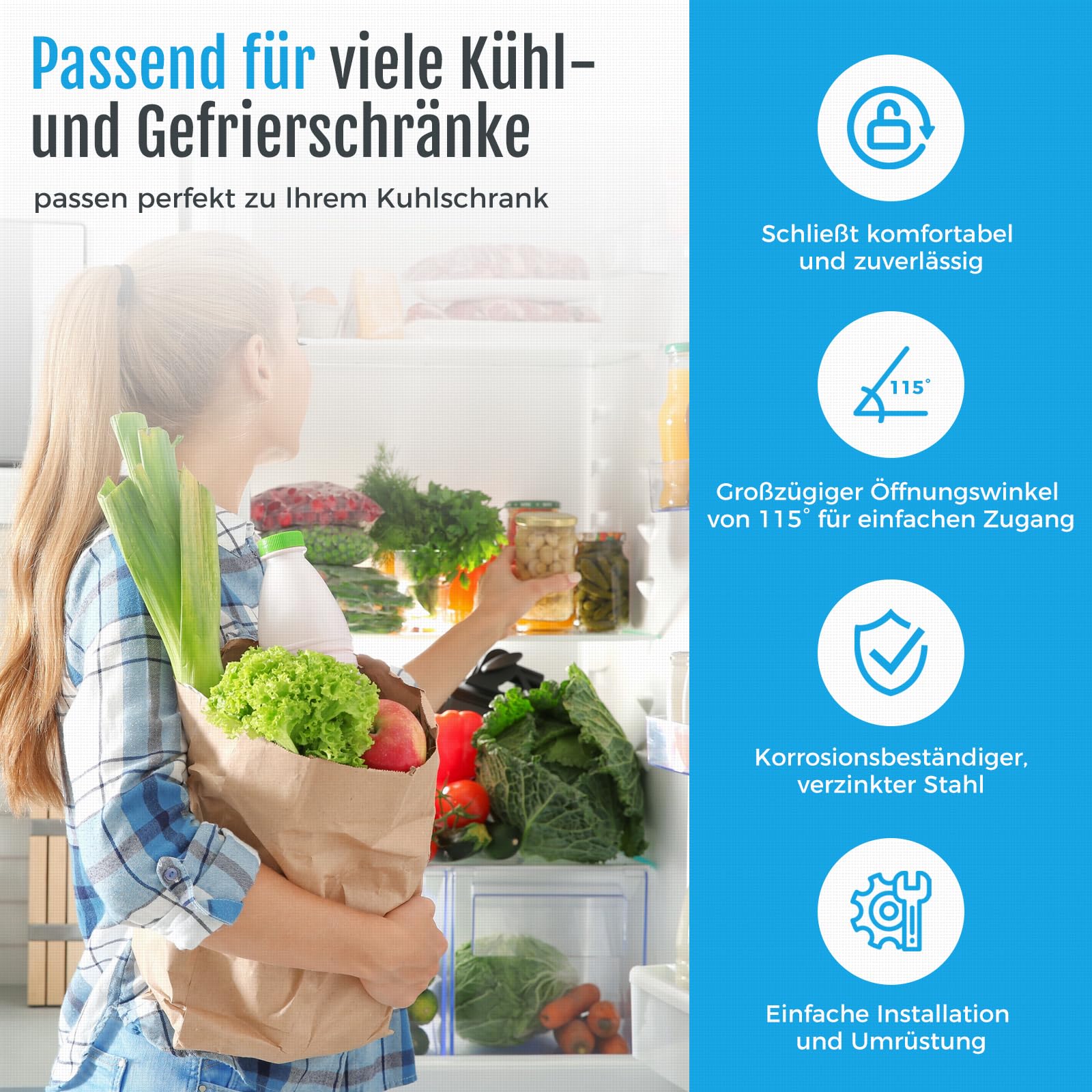 Kühlschrank Scharnier Türscharnier Geeignet für Bosch Siemens Miele AEG Neff Gaggenau 00481147 481147, AEG Electrolux 407131425/8 Miele 5546050 Gefrierschrank Einbau Kühlschrank Beschlag