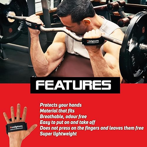 Miniatura 4 de Guantes de gimnasio anti-callo, acolchado adaptativo negro para entrenamiento con pesas, crossfit, fitness, protección de agarre cómodo