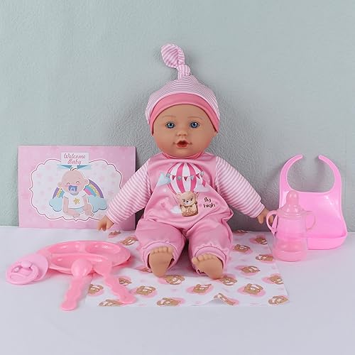 Miniatura 1 de haveahug Muñeca de bebé suave de 13 pulgadas con mochila para llevar, bolsillo para maletín para accesorios y ropa de muñeca (niña)