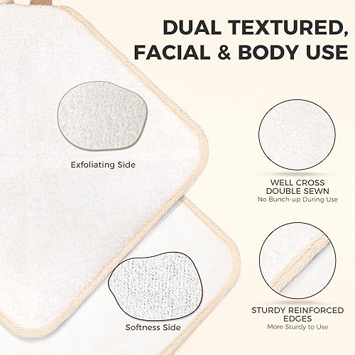 Miniatura 2 de ZOMCHI Paño exfoliante para la cara y el cuerpo, paño de baño de doble función con lados suaves y ásperos, toallas de baño exfoliantes, paño con asa