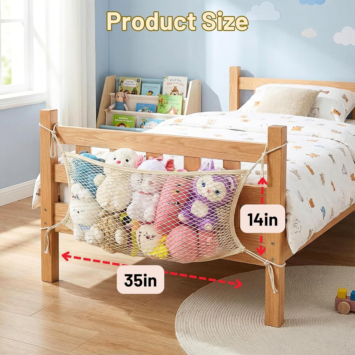 Bedside Stuffed Animal Storage Net & Stuffed Animal Storage Bean Bag Cover