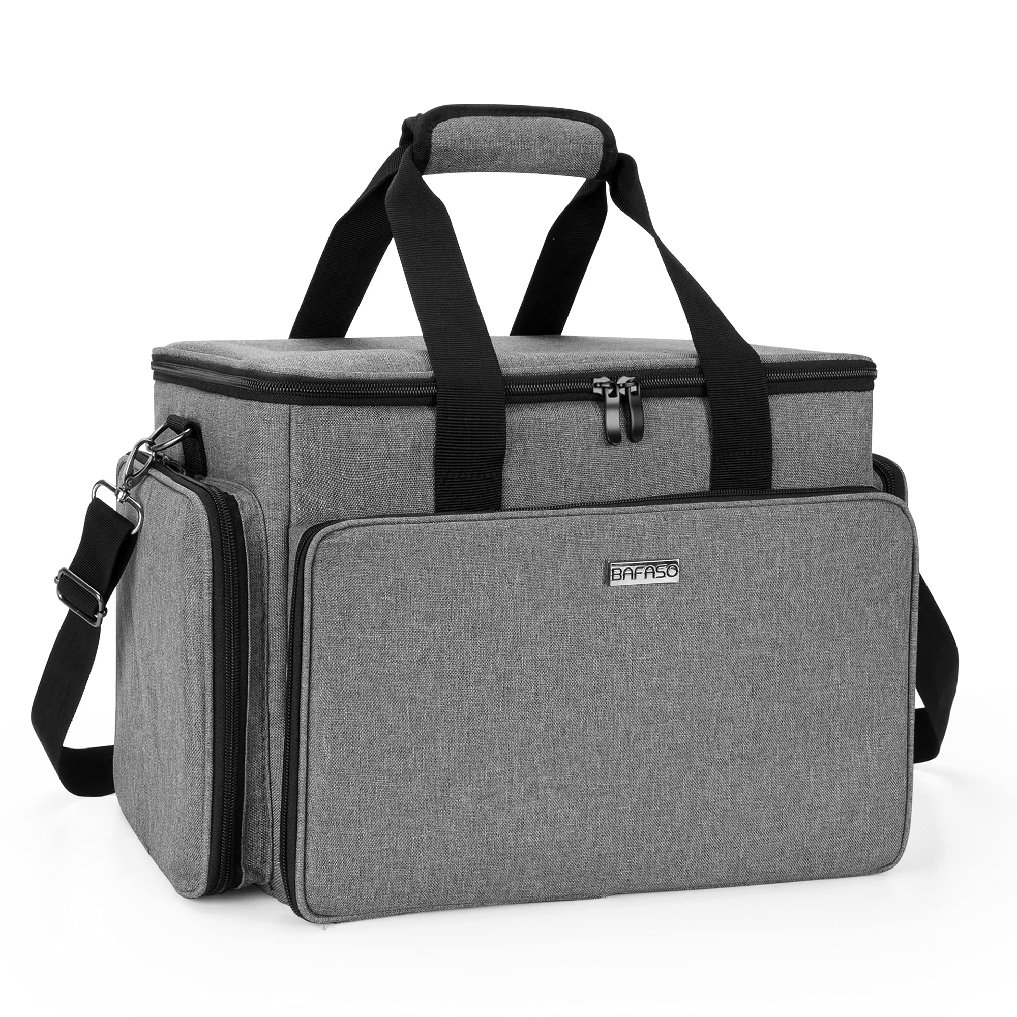BAFASO Bolsa de Maquillaje Grande con Divisores Ajustables, Estuche de Maquillaje de Viaje para Cosméticos de Todos Los Tamaños, Gris