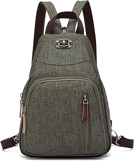 Retrò Zaino Monospalla Piccolo Zainetto Zaino Spalla Borsa a Tracolla Sling Bag per Uomo Donna Scuola Università Trekking Ciclismo Palestra Viaggio Sportiva Daypacks Durevole Poliestere Verde