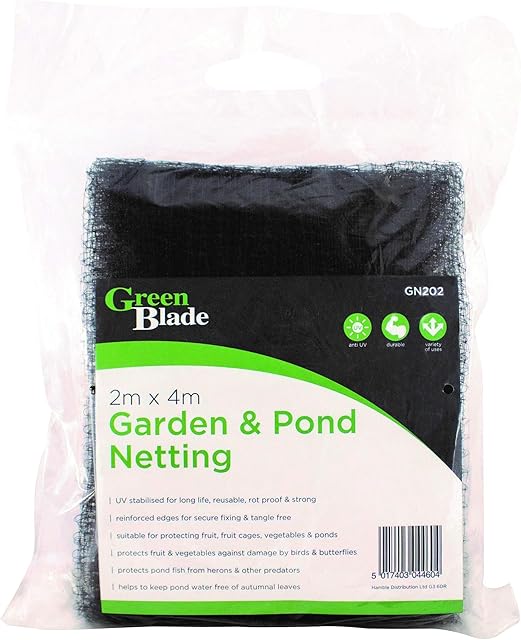 Green Blade GN202 Black Garden & Pond Netting - 2m x 4m - 1cm Mesh