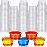 Vista 1 de Gerrii 500 vasos desechables de plástico para porciones, sin tapa, tazas de condimentos para soufflé, recipientes pequeños para salsas, mini