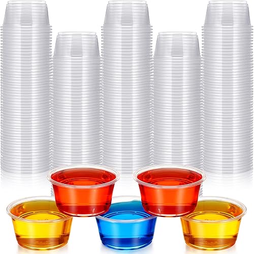 Gerrii 500 vasos desechables de plástico para porciones, sin tapa, tazas de condimentos para soufflé, recipientes pequeños para salsas, mini