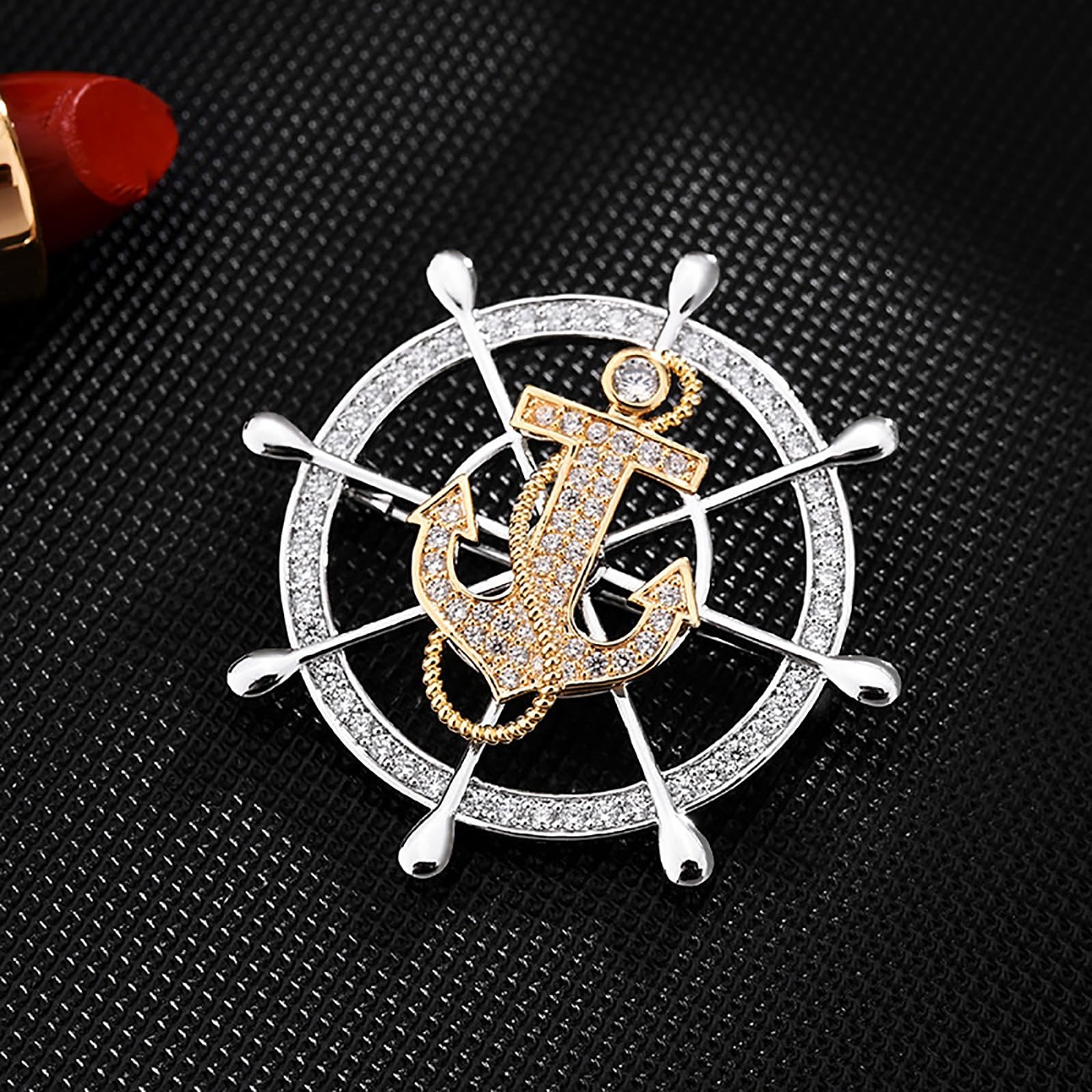 Pin de Traje Broche for Hombre, Insignia con Cierre, Ramillete de timón Giratorio Accesorio para Camisa de Traje