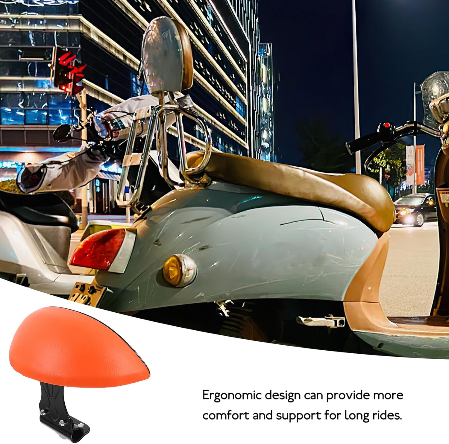 電動自転車用ユニバーサル交換用リア背もたれクッション 耐久アイアン構造 人工皮背たれクッション バイク長距離ライド快適サポー