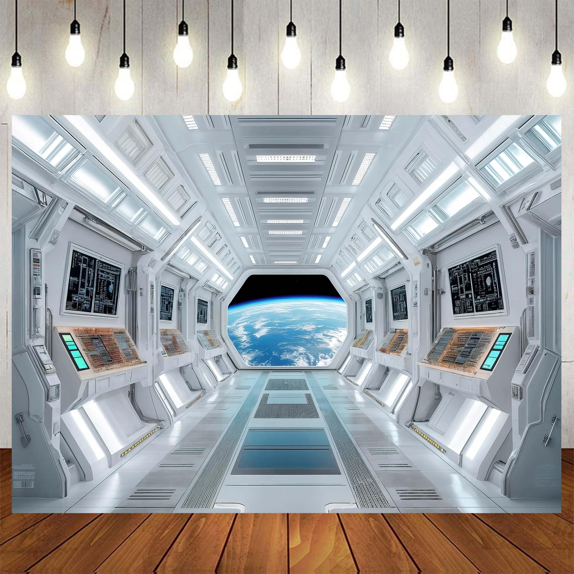 15x10ft Spaceship Interior Background Science Futuristic Fiction Photography Backdrops Spacecraft Cabin Kids Children Decor Photo Shoot Studio Props