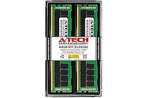 A-Tech 64GB Kit (2x32GB) DDR4 2133MHz PC4-17000 ECC RDIMM 2Rx4 Memory Module