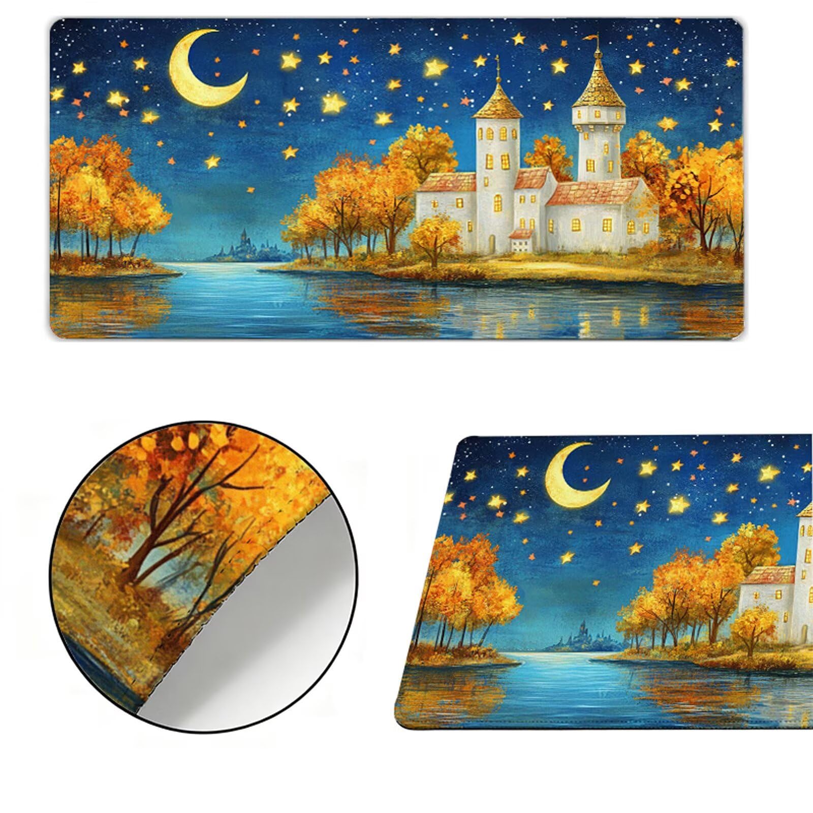 Podkładka pod mysz XXL 1000x500x3mm podkładka pod mysz księżyc podkładka pod mysz jesień poprawia precyzję i szybkość, wodoodporne antypoślizgowe, szyte krawędzie, akcesoria do gier, komputer biurowy