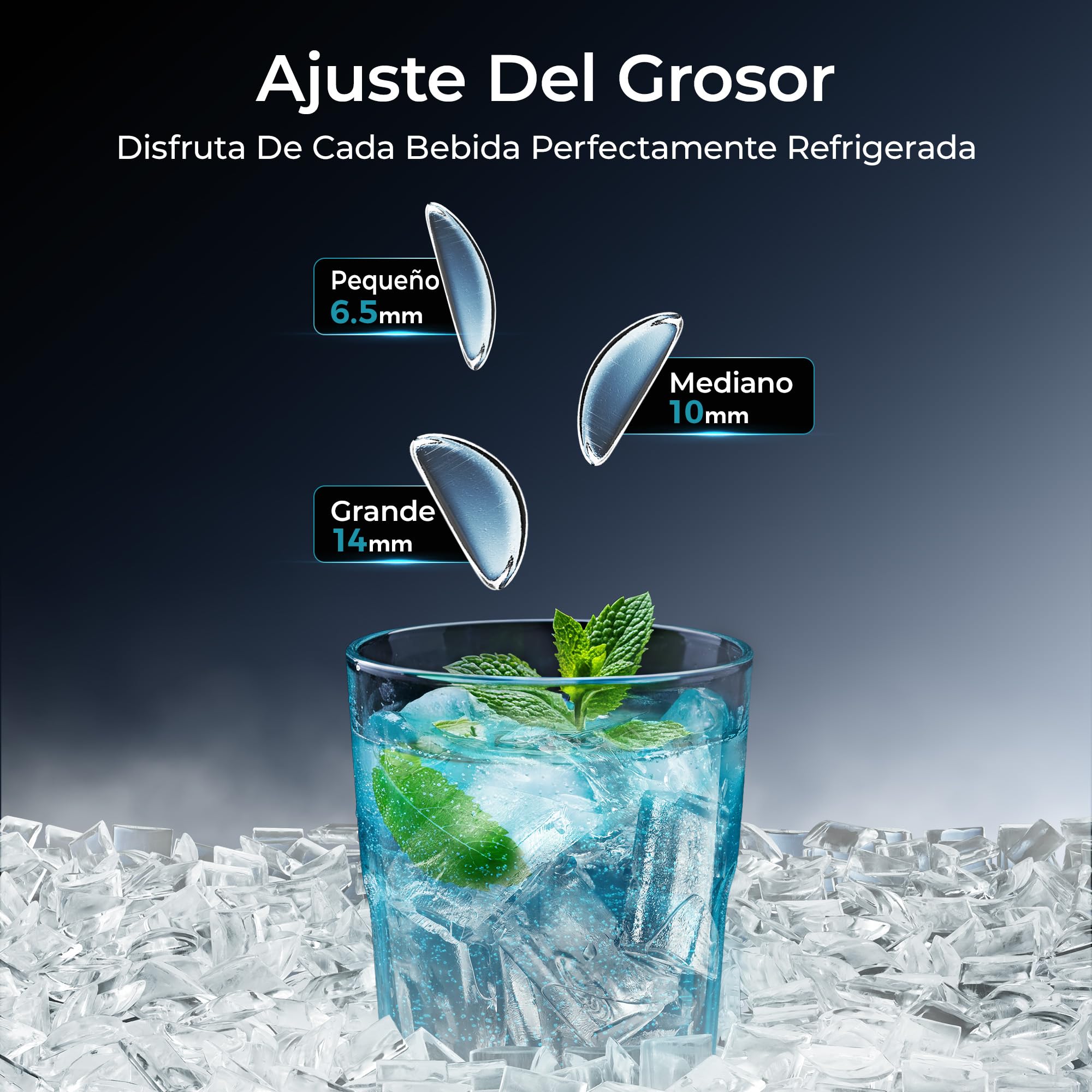 EUHOMY Maquina de Hielo, Máquina de Hielo de Hielo Media Luna, Listo en 12 Min, 1600 Cubos Al Día, Maquina Hielo de Limpieza Automática, Maquina Hacer Hielo Para Cocina, Fiesta y Bebida Diaria, Negra