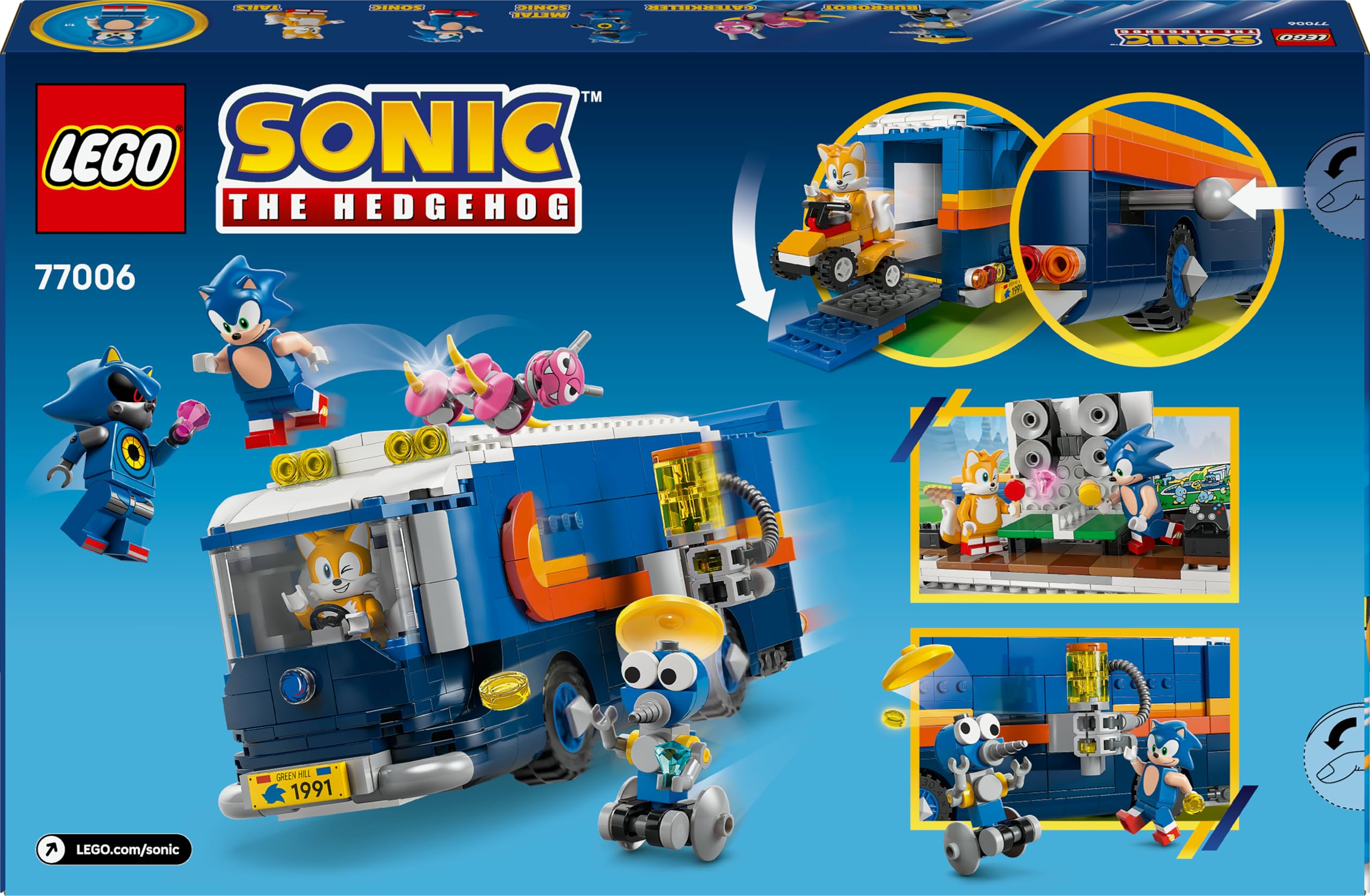 LEGO Sonic the Hedgehog Team Sonic Command Truck Toy - Interactive Set with an ATV Car & 5 Figures incl. Tails - Gift for 8+ Year Old Boys, Girls & Gaming Fans - 77006 | Set interattivo, auto ATV e 5 figure incl. Code, giocattolo da costruzione, regalo pe
