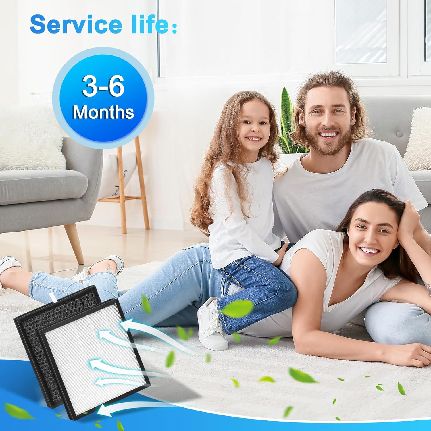 3Pack Pr1 Replacement Filter Compatible With Mooka PR1 Air purifier for Home Pets，H13 True Hepa 3-stage filtration system with activated carbon (3Hepa filter+6pre-filter) - Image 6