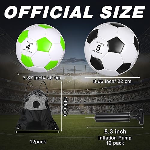 Miniatura 2 de 12 pelotas de fútbol desinfladas de Navidad, tamaño 54 a granel con bolsa de cordón para fútbol oficial, deporte, cristiano, donación, regalo de