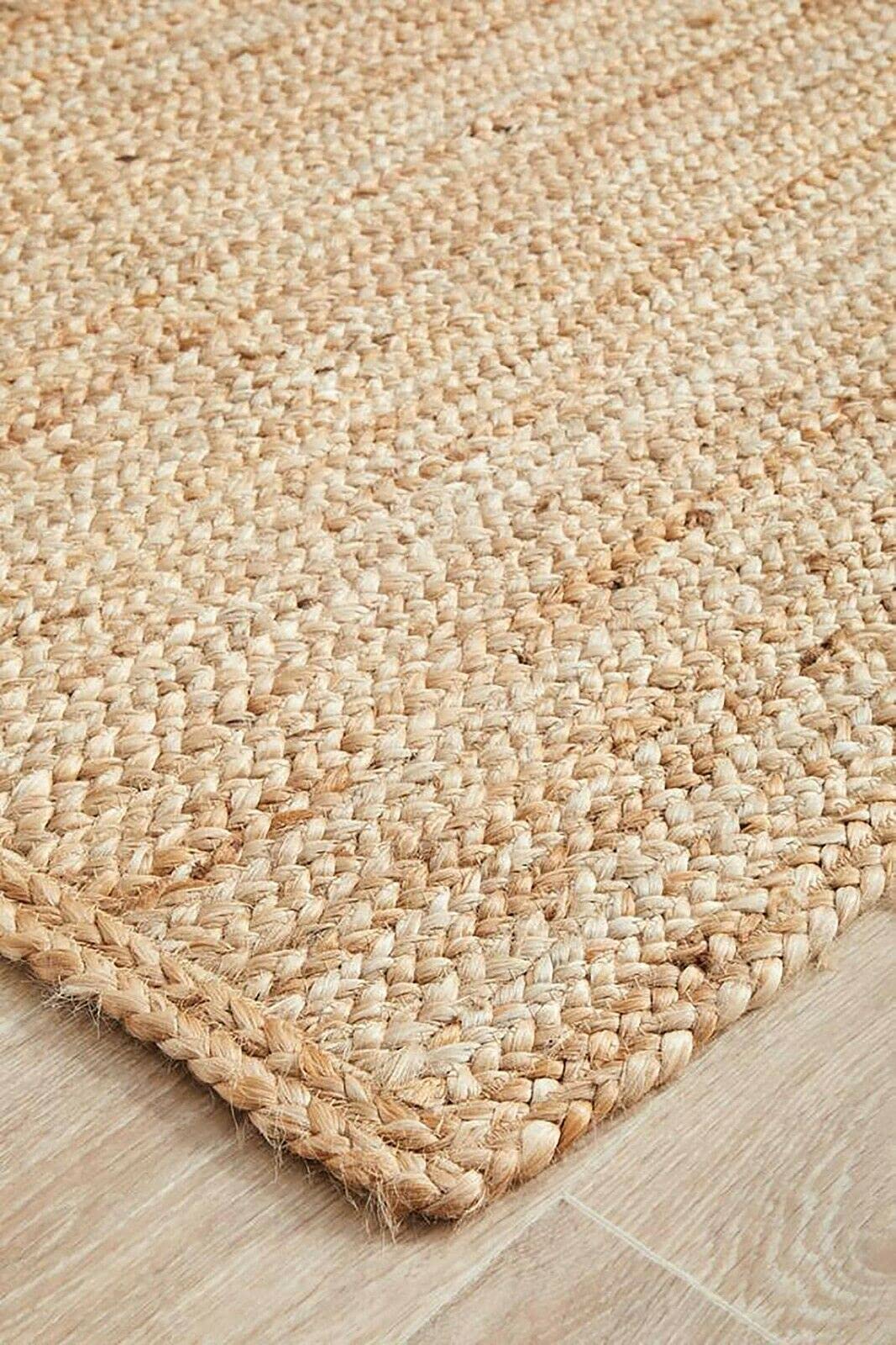 Tapis rectangulaire tressé à la main réversible 100 % en jute naturelle (60 x 300 cm)