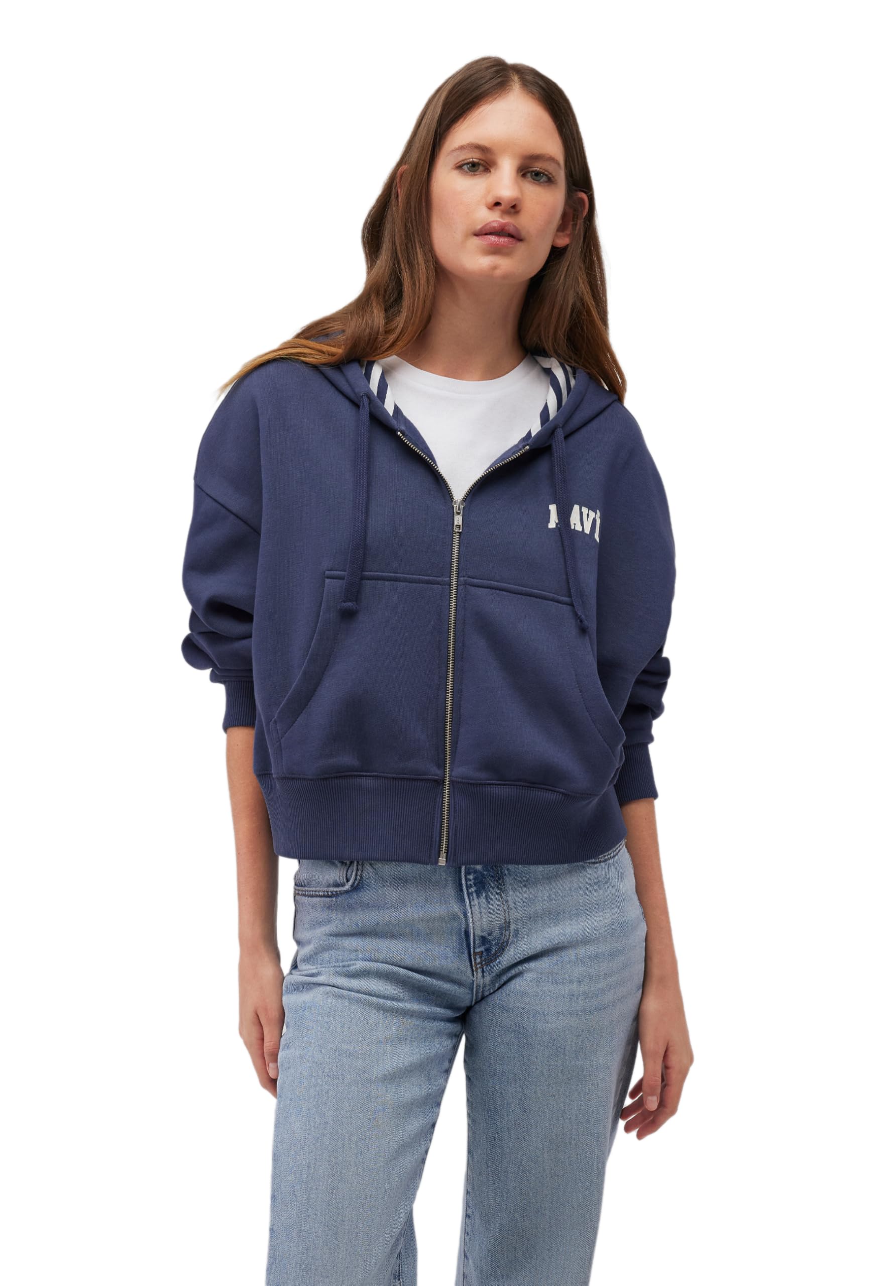 Mavi Women's Full Zip Sweatshirt Pullover Sweater, Indigo (Mood Indigo), S