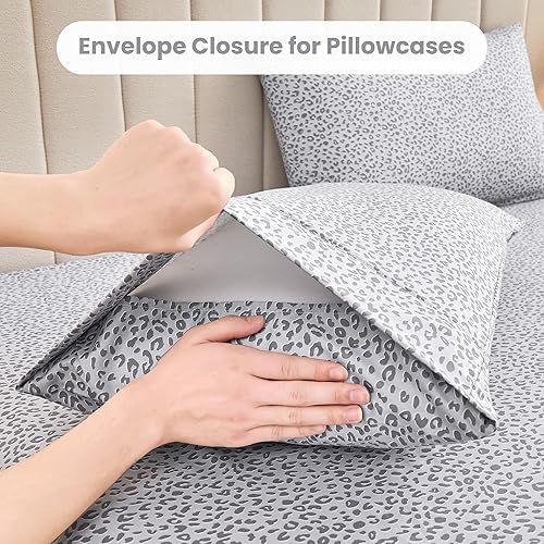 Miniatura 5 de Mooreeke Sábanas tamaño queen, con estampado de leopardo, suave microfibra, fundas de almohada incluidas, bajera que no se sale y con esquinas