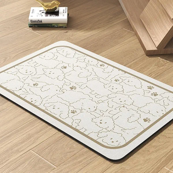 Pet Feeding Mat-Absorbent Dog Mat for Food and Water Bowl-No Stains Quick Dry Water Dispenser Mat-Dog Accessories Pet Supplies-Bowl for Messy Drinkers（FRAMEDOGS,12"x19" Frame Dogs 12"x19"