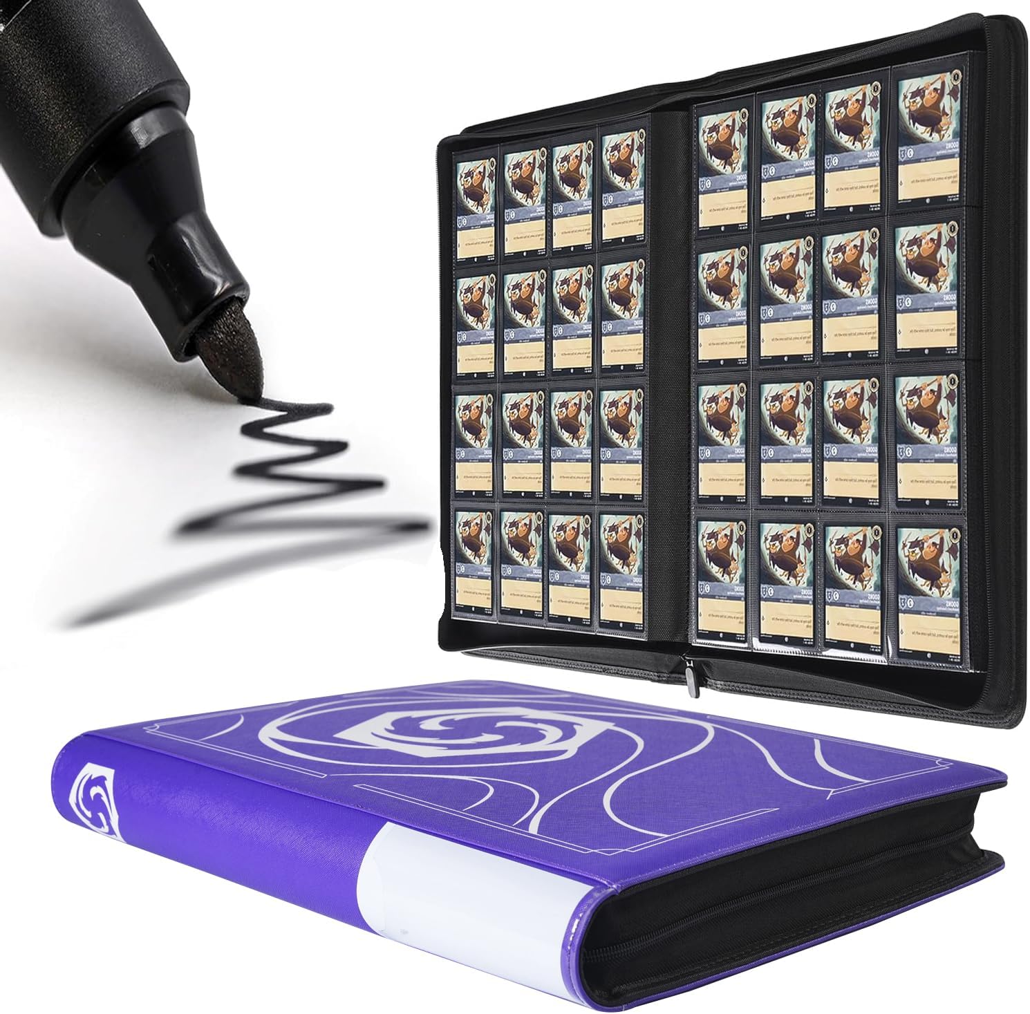 Binder for Lorcana Cards, Premium 16 Pocket Trading Card Album with Sleeves Compatible with 1024 Lorcana Cards, Tokens and Rules sheet - Classic Purple