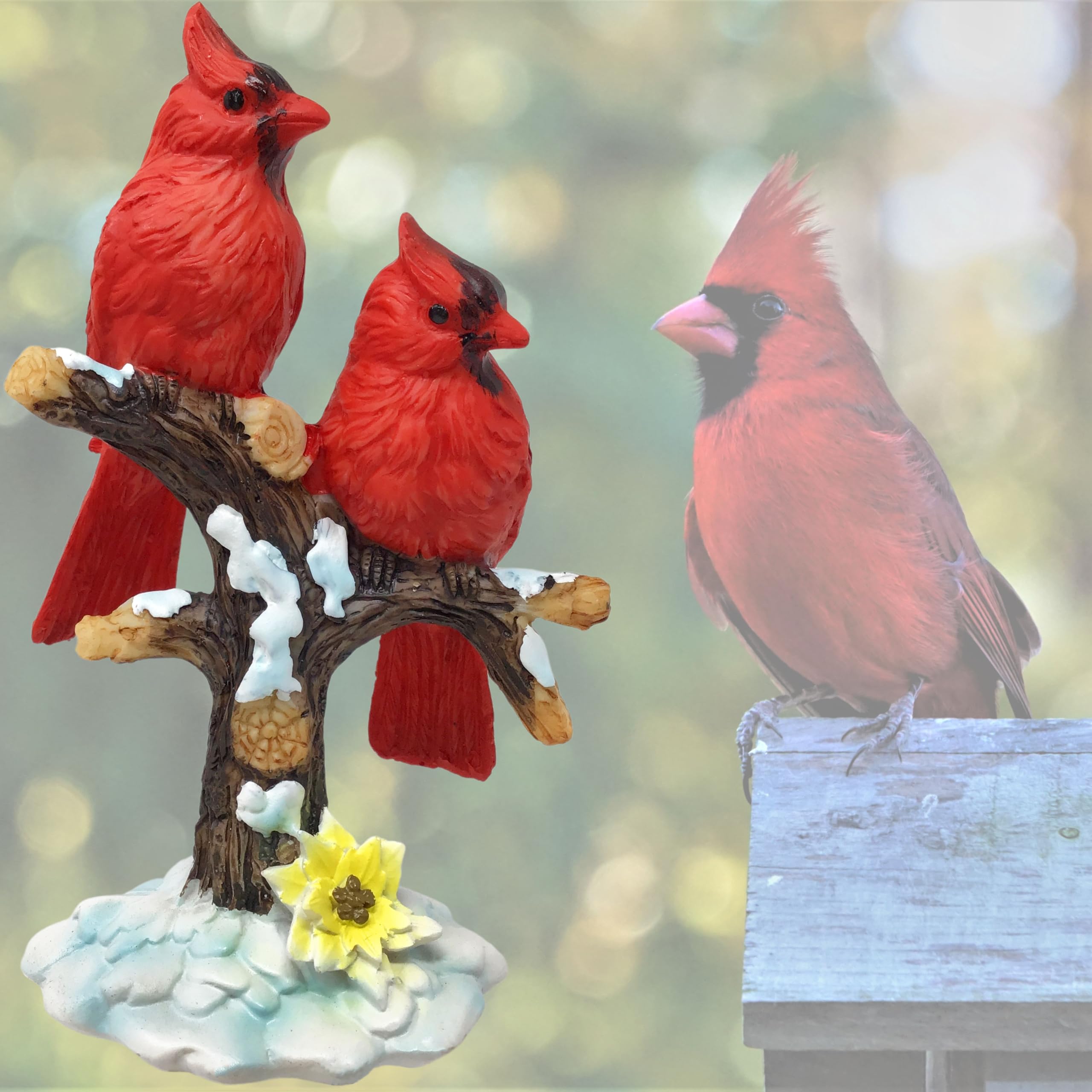 置物  Birds Red Cardinal Red Cardinal 18 Pc Hand-Painted Sculpture Holiday Decor Unit