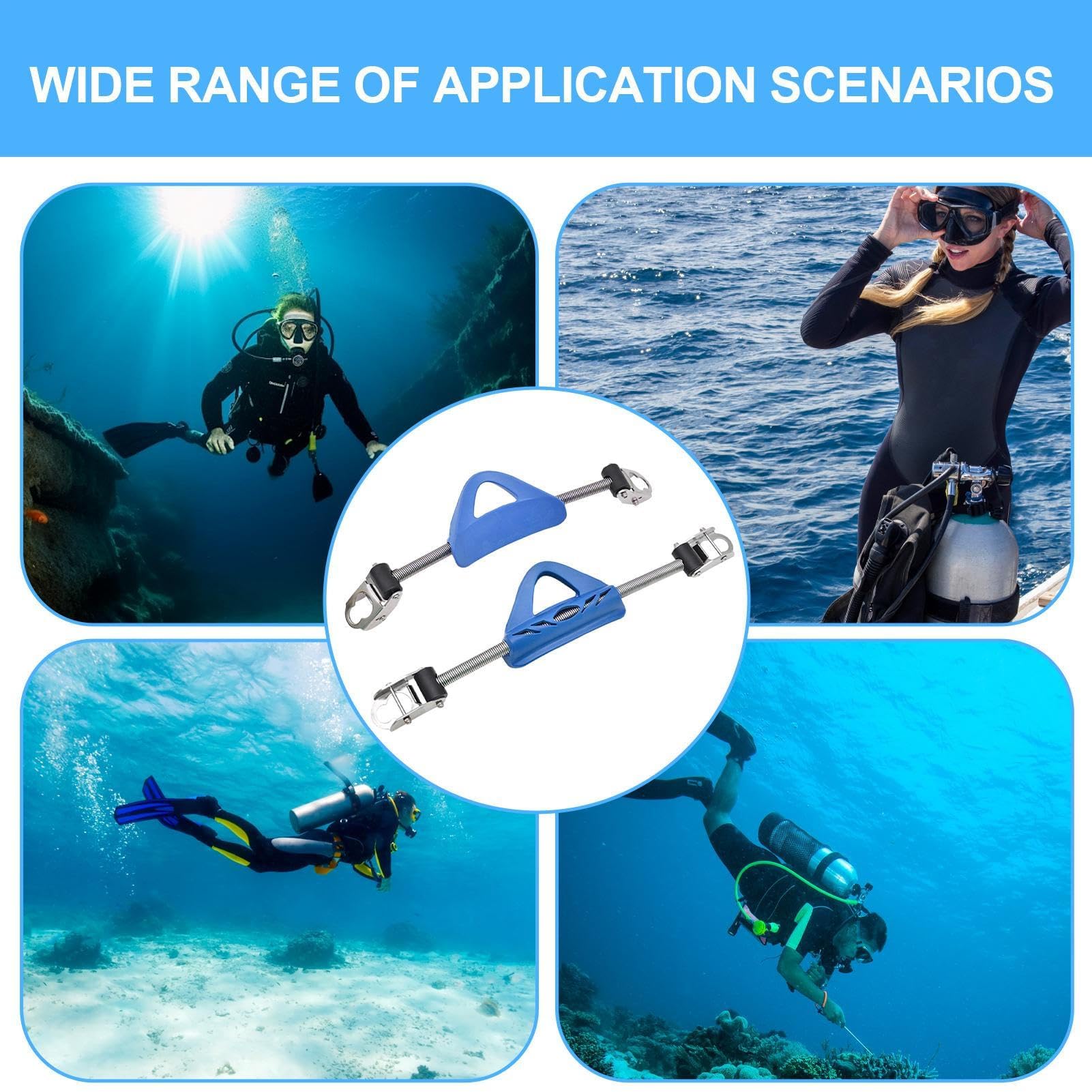 Correa de aleta de buceo ajustable, correas de resorte de acero inoxidable para buceo libre y accesorios de natación subacuática