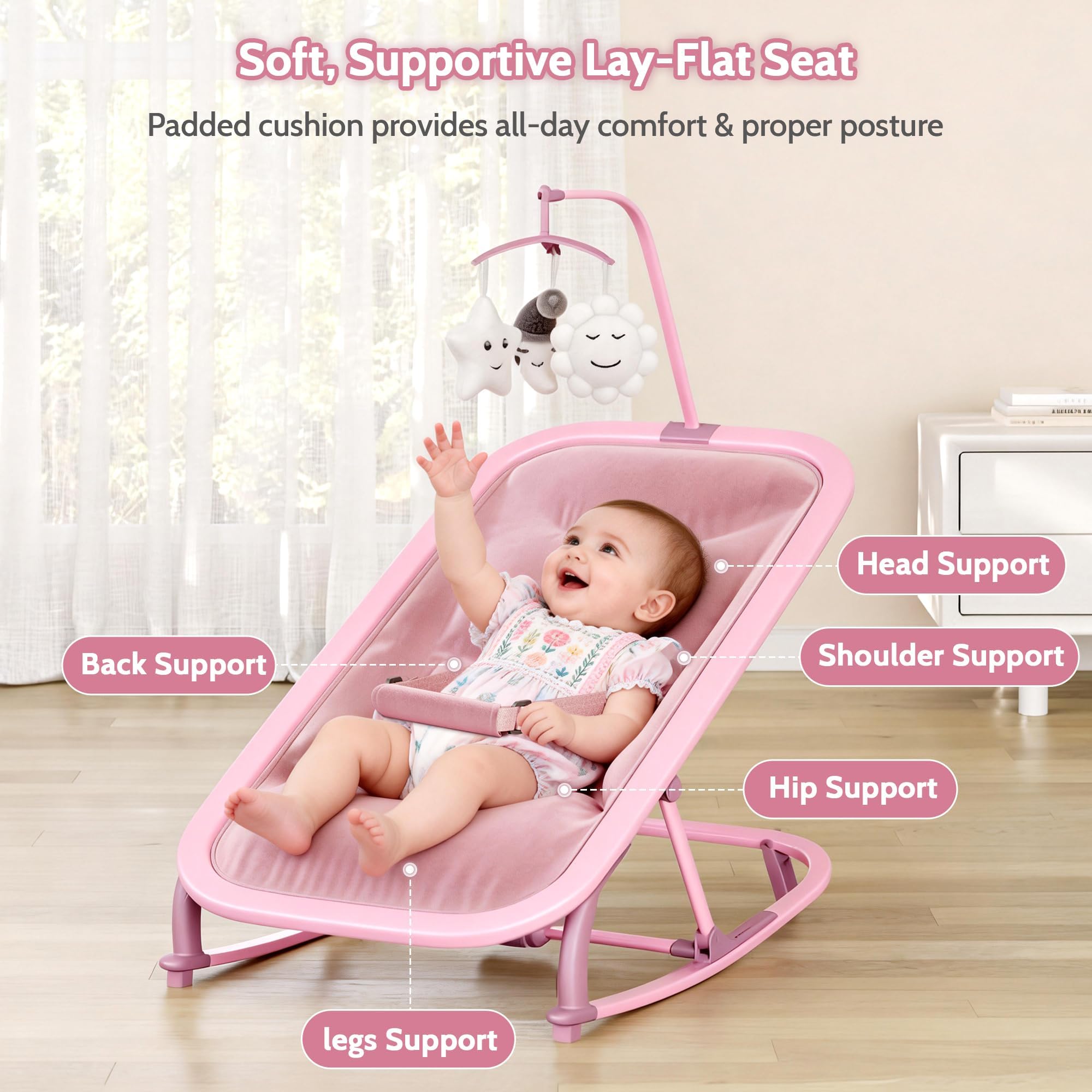 2-in-1 Babywippe &Schaukelstuhl, 0–2 Jahre, zu 15 kg
