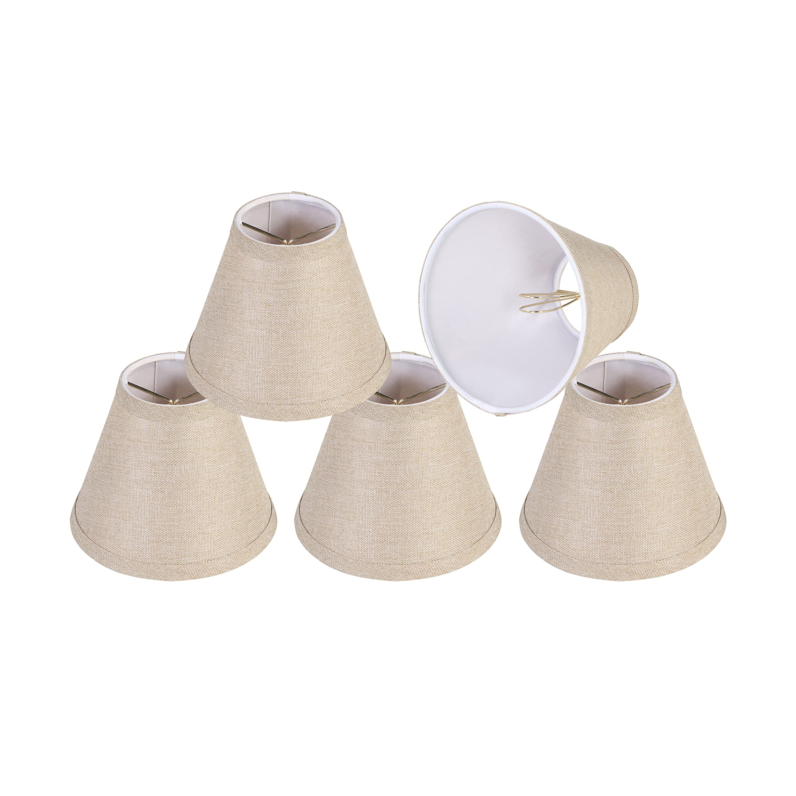 Aspen Creative 51010-5, Empire Clip-On Chandelier Lamp Shade, Medium Brown, 3" Top X 6" Bottom X 5" Slant Height, Set of 5