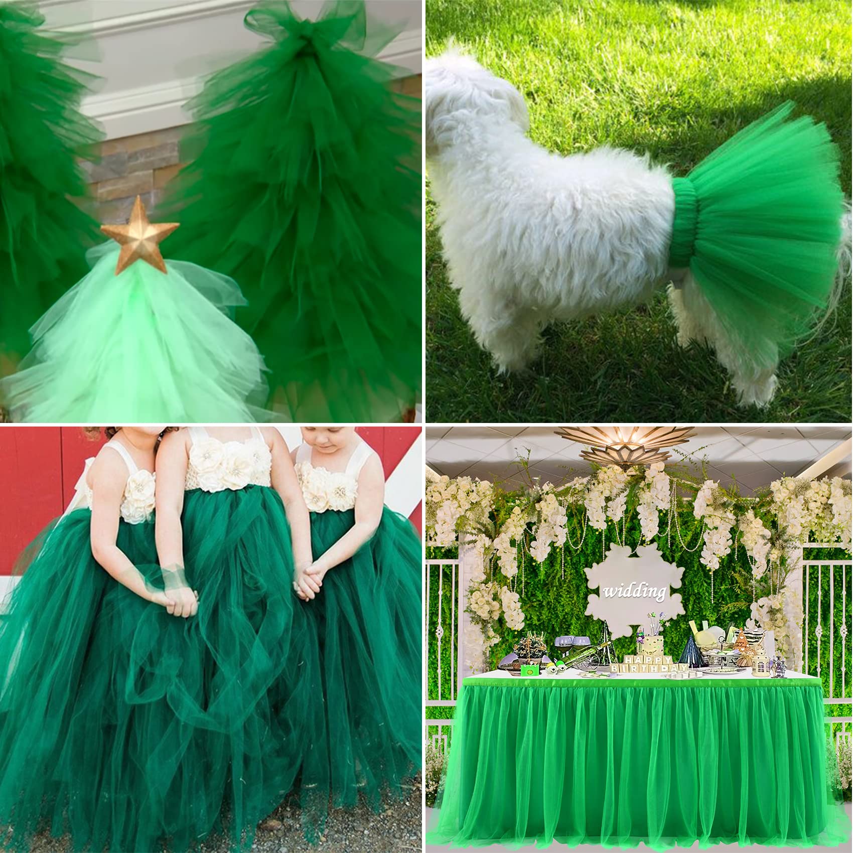 Amazon.com: Emerald Green Tulle Fabric Rolls 6 Inch by 100 Yards (300 feet)  Fabric Spool Tulle Ribbon for DIY Tutu Christmas Gift Wrapping Bow Baby  Shower Birthday Party Wedding Decorations Craft Supplies