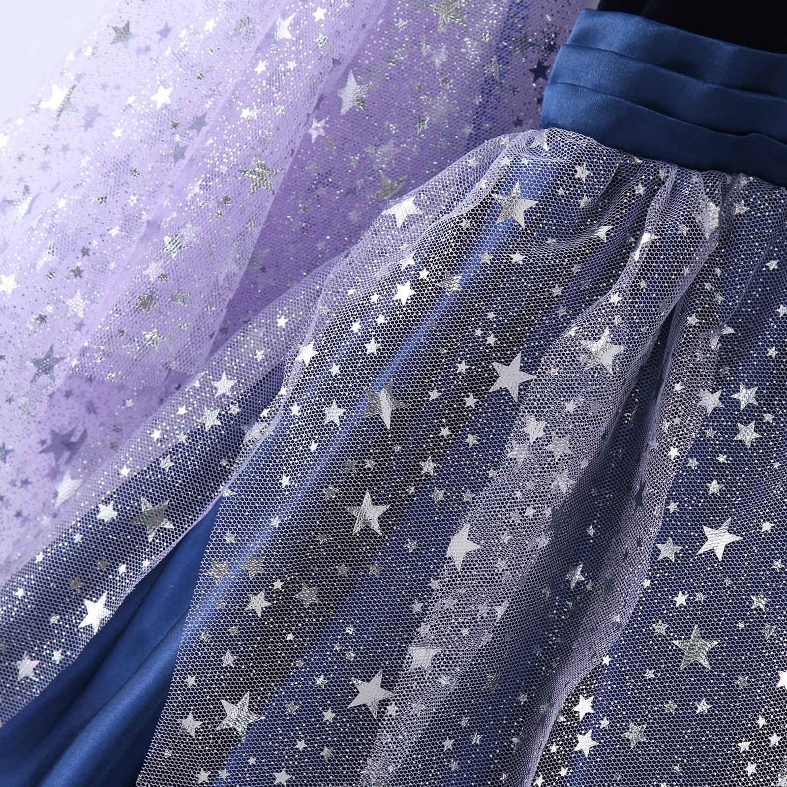 Costume da strega per bambina, vestito da strega per Halloween, con cappello da strega, bacchetta magica e borsa, set da 4/5 pezzi con stella glitterata in tulle morbido, a maniche lunghe, per