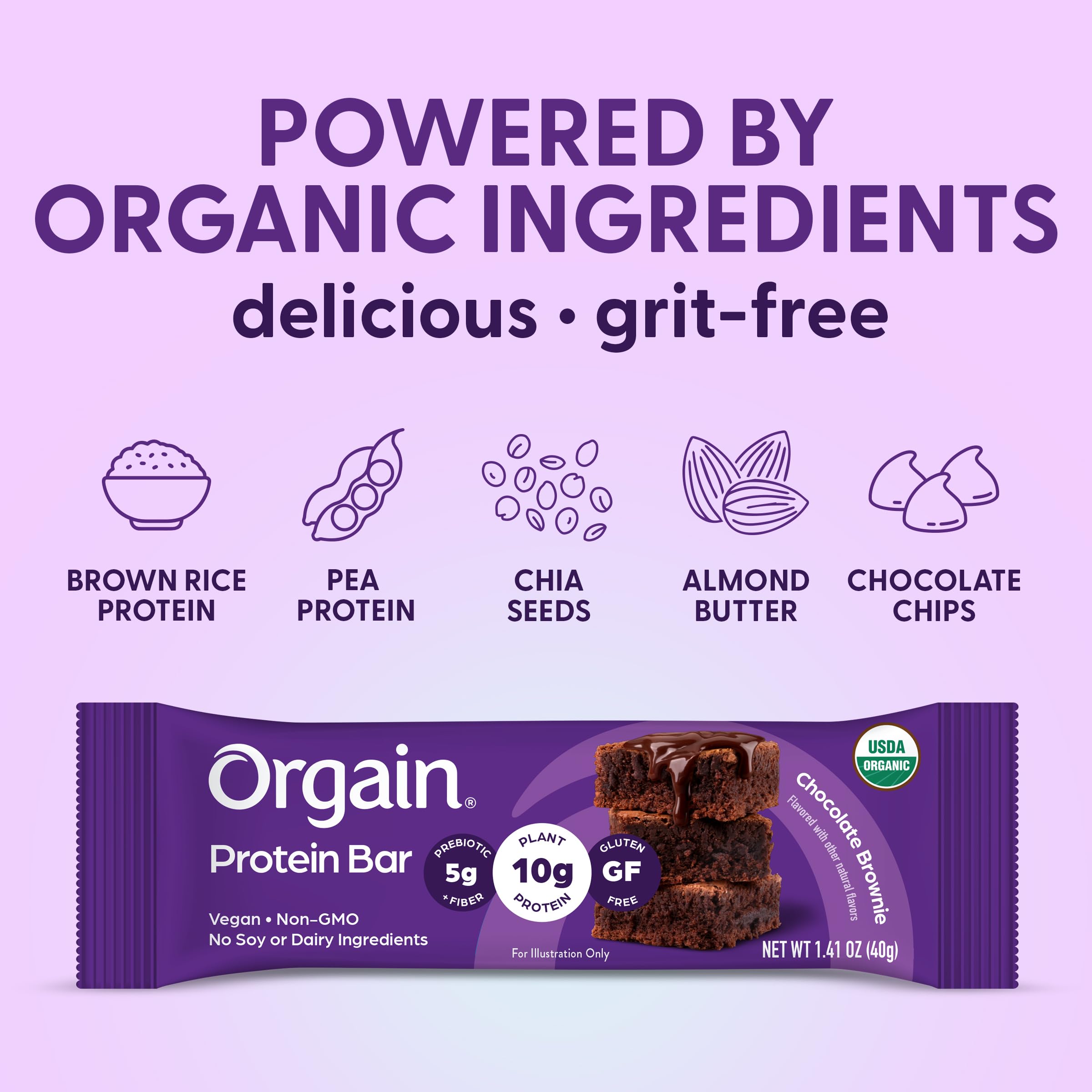 Orgain Organic Vegan 10g Protein Bars, Chocolate Brownie, 12 Pk — Amazon image 6