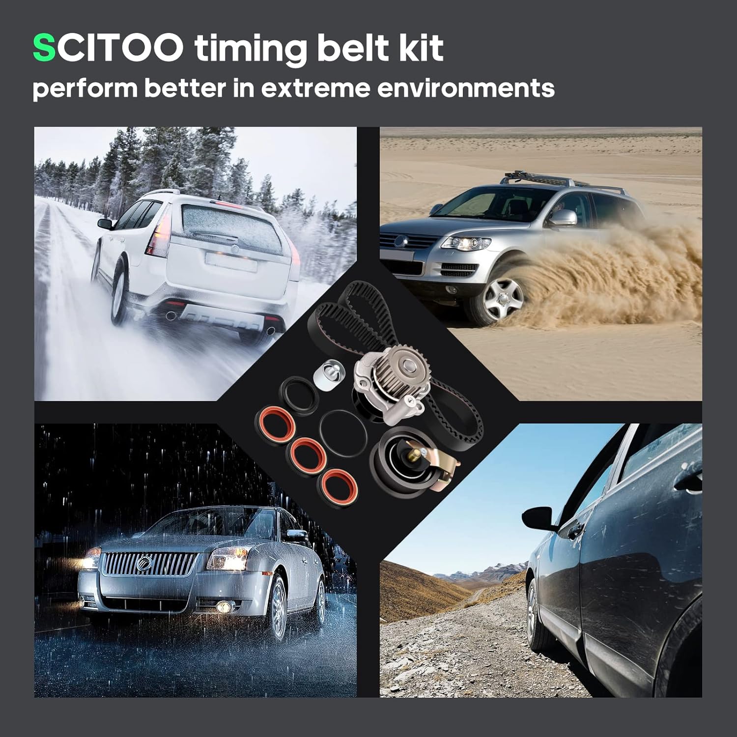 SCITOO TBK306 WP9020 TS26306 TSW306 Engine Timing Belt Kit Fits for 2000-2006 for Audi TT 2000-2006 for Audi TT Quattro 2001-2006 for Volkswagen for Golf 2001-2005 for Volkswagen for Jetta