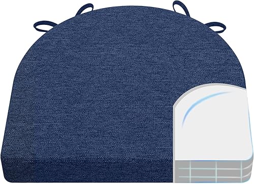 AAAAAcessories Cojines para sillas de comedor en forma de U con lazos y funda extraíble, cojines para sillas de cocina de comedor de 2 pulgadas de