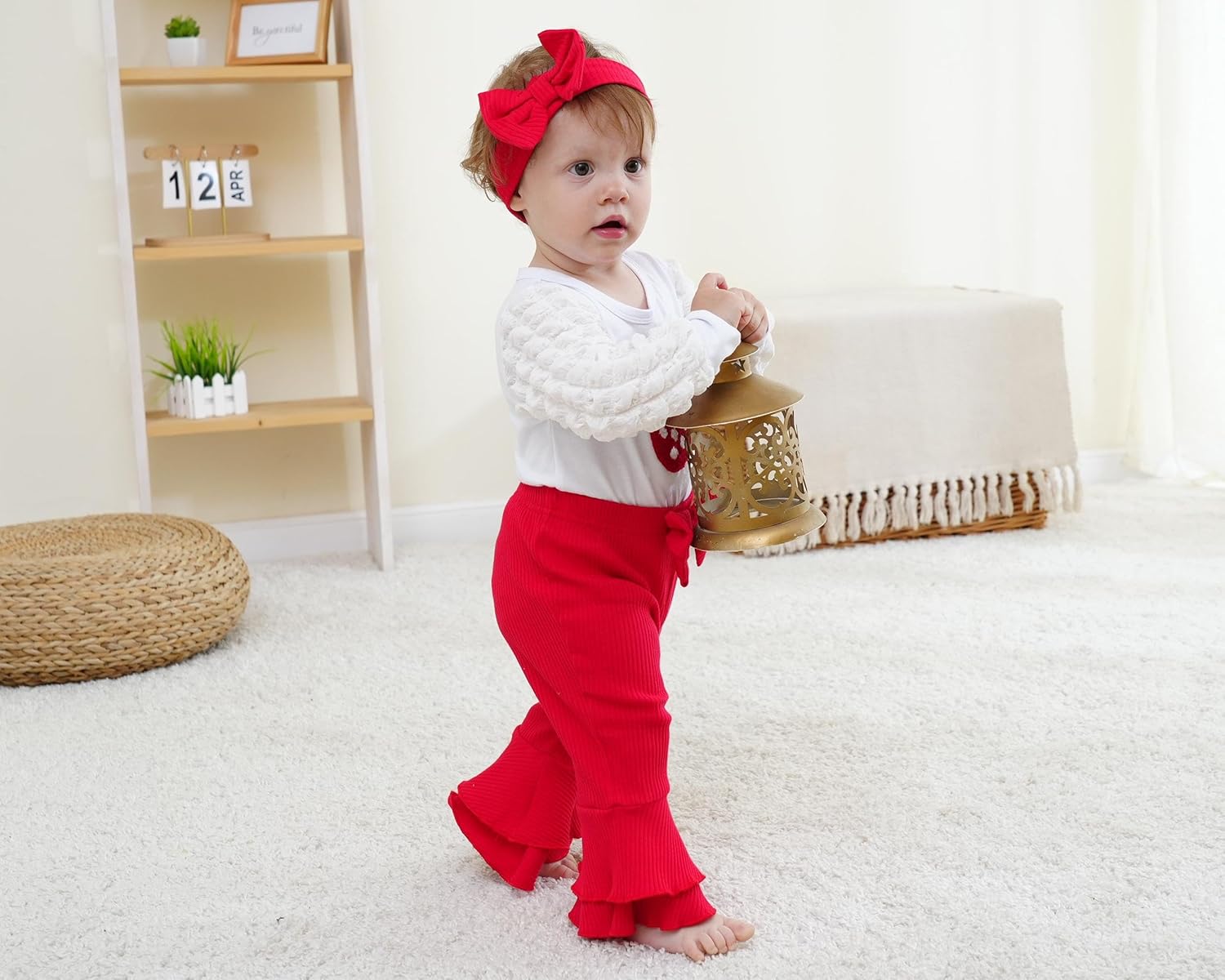 Renotemy Preemie Newborn Baby Girl Clothes Infant Romper Fall Winter Outfits Gifts for Girls Cute Bell Bottoms Pant Sets - Image 4