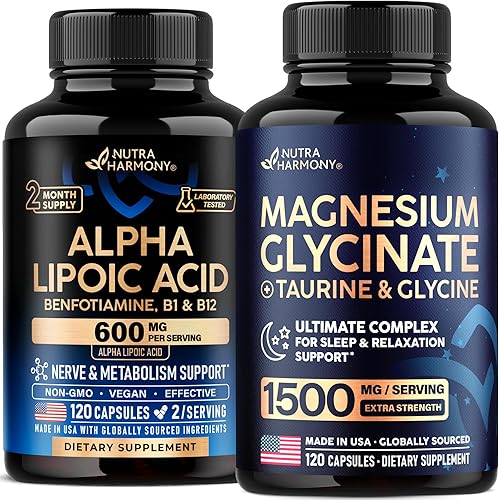 NUTRAHARMONY Ácido alfa lipoico y glicinato de magnesio con cápsulas de glicina