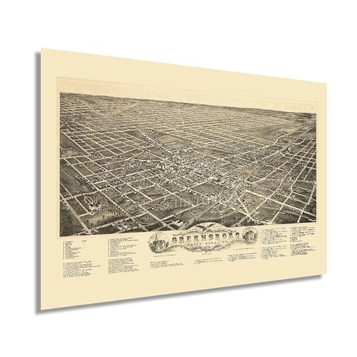 HISTORIX Vintage 1891 Greensboro North Carolina Map - 16x24 Inch