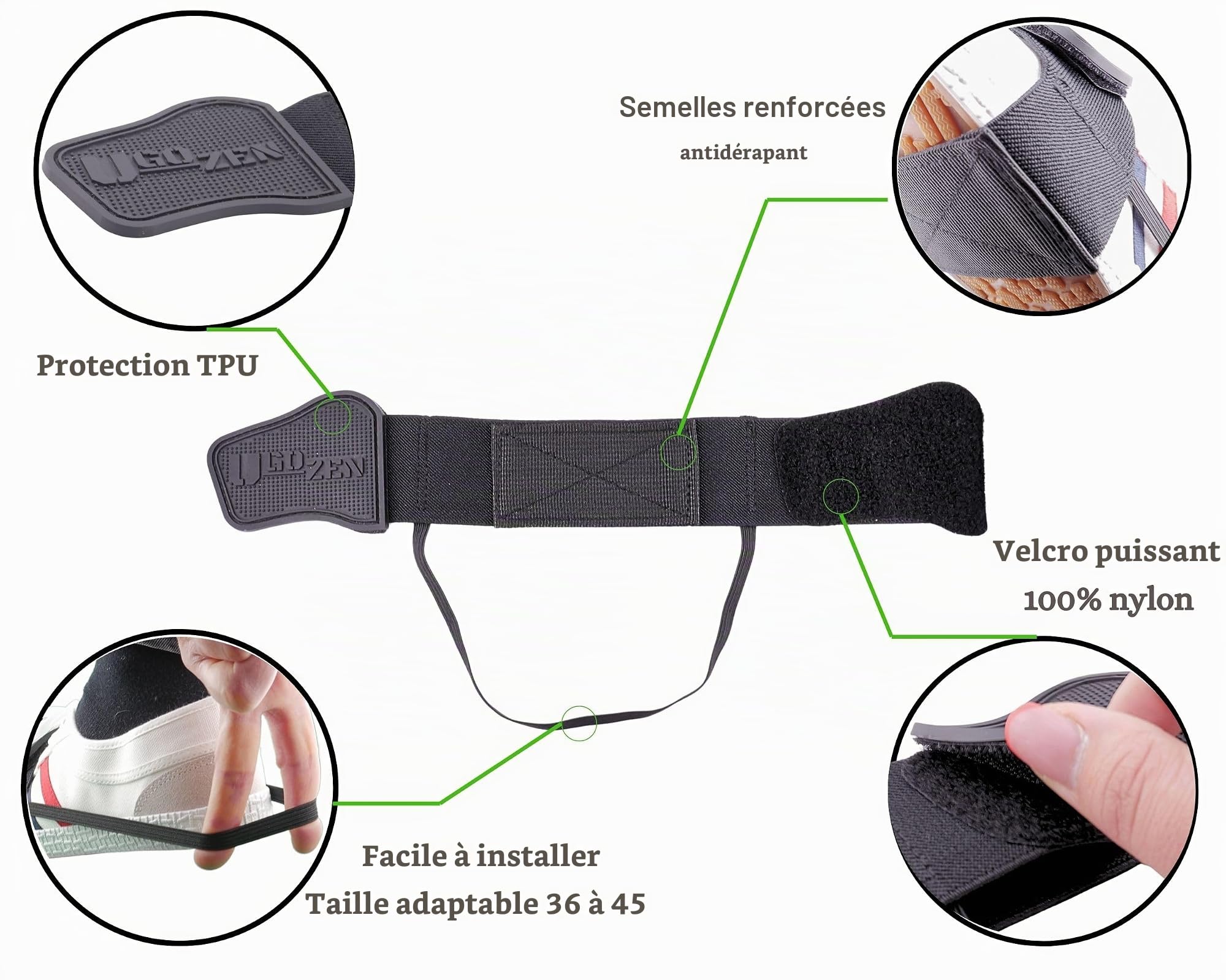 UGOZEN Protege Chaussure Moto, Accessoire Protection Selecteur de Vitesse pour Botte/Chaussure Moto ✯Marque FRANÇAISE UGOZEN✯ Homme/Femme, Equipement pour Motard.Taille Unique Ajustable Noir.